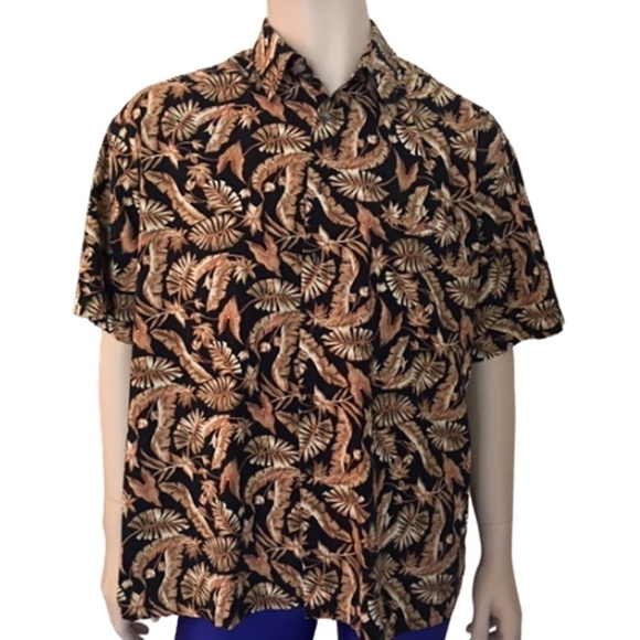 CAMPIA Hawaiian Tiki Shirt Palm Leaves 100% Cotton NWOT - Picture 3 of 6